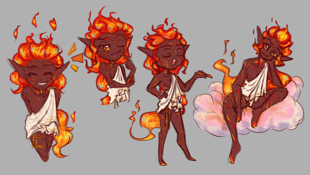 Sketch chibi page with colors